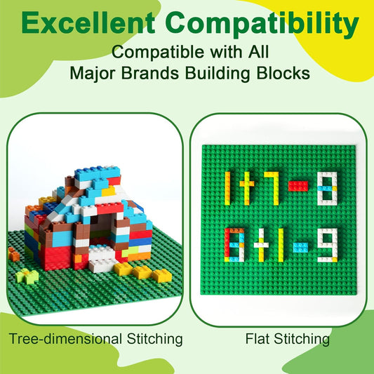 Husfunov 4 Pack Classic Baseplates, Building Plates for Building Bricks, Compatible with All Major Brands and Activity Table-Baseplate 10" x 10", Age 3 and up, Multicolored