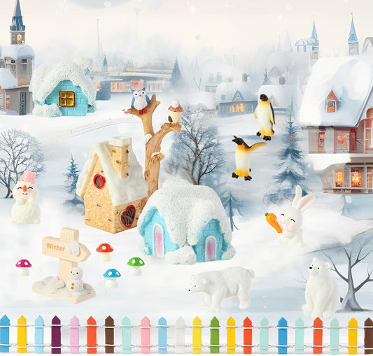 FIIOEOY Snow Sensory Bin, Play Sand Art Kit for Kids with Sensory Sand, Arctic Animal Figures, Winter Wonderland Sensory Snow Toy Birthday Gift for Toddler Ages 3 4 5 6 7 8