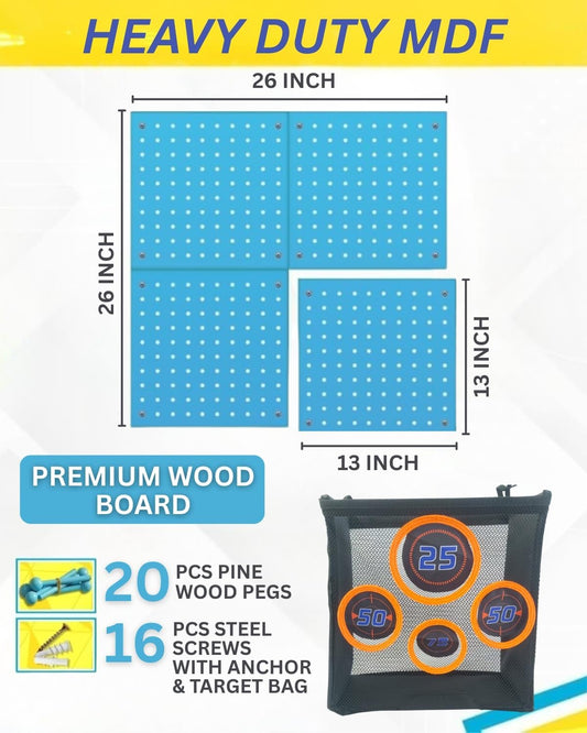 Skywin Wooden Pegboard for Nerf Gun Storage, Nerf Gun Wall Mount Eagle Shape, Compatible with All Blasters, Rack for Wall Organization - Birthday Gift for Kids (Orange)