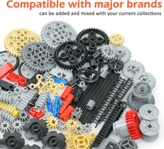 BroTex Technical-Parts-Beams-Gears Bricks Bulk Pins Connectors, Compatible with Car-Motors Accessories Building Blocks Sets MOC Buildings Toys for Adults Kids Age 6+ Toys