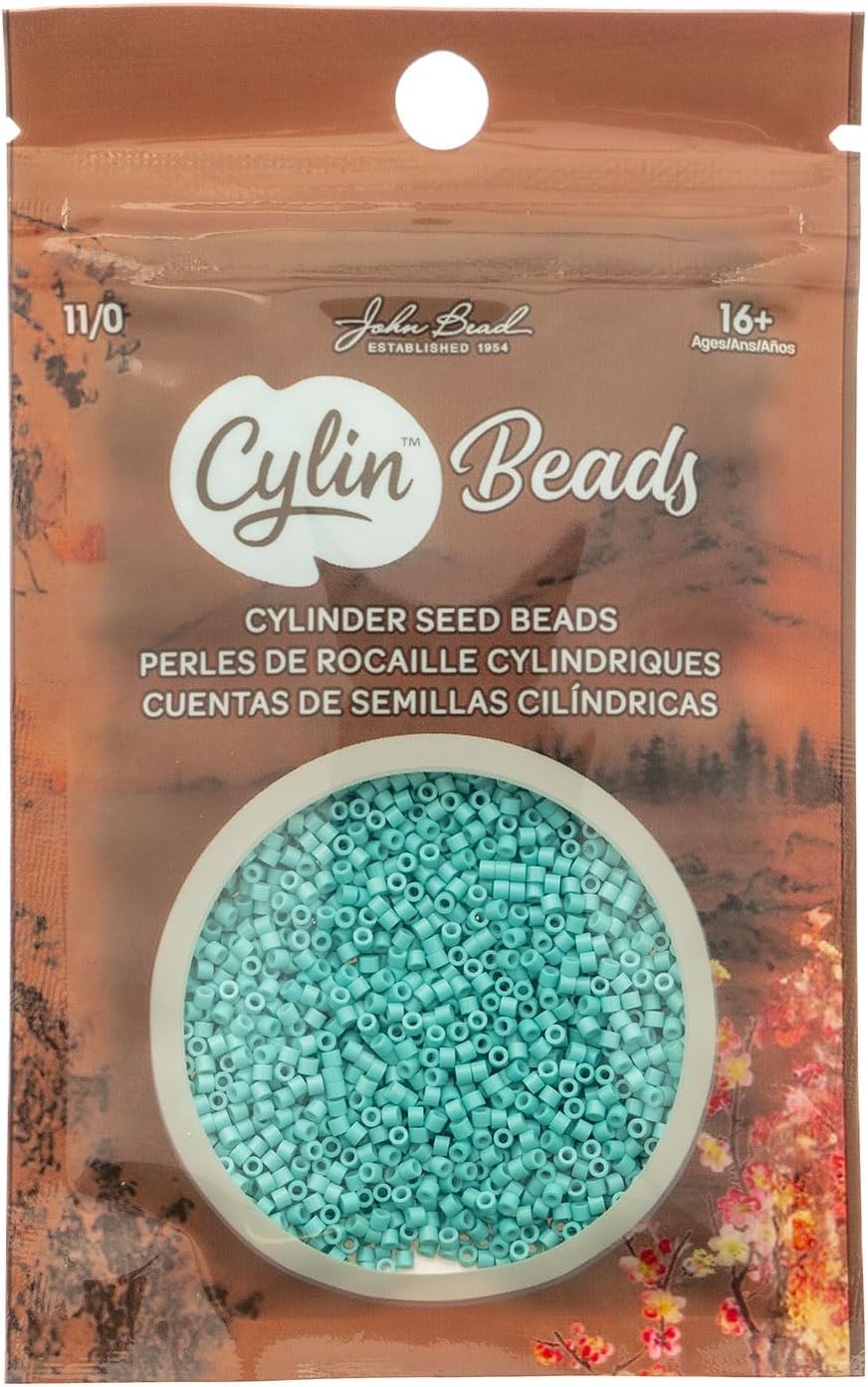 John Bead 25g Cylin Beads Opaque Turquoise Green 11/0 Glass Cylindrical Seed Beads for Jewelry Bracelets Necklaces Earrings Making Embroidery
