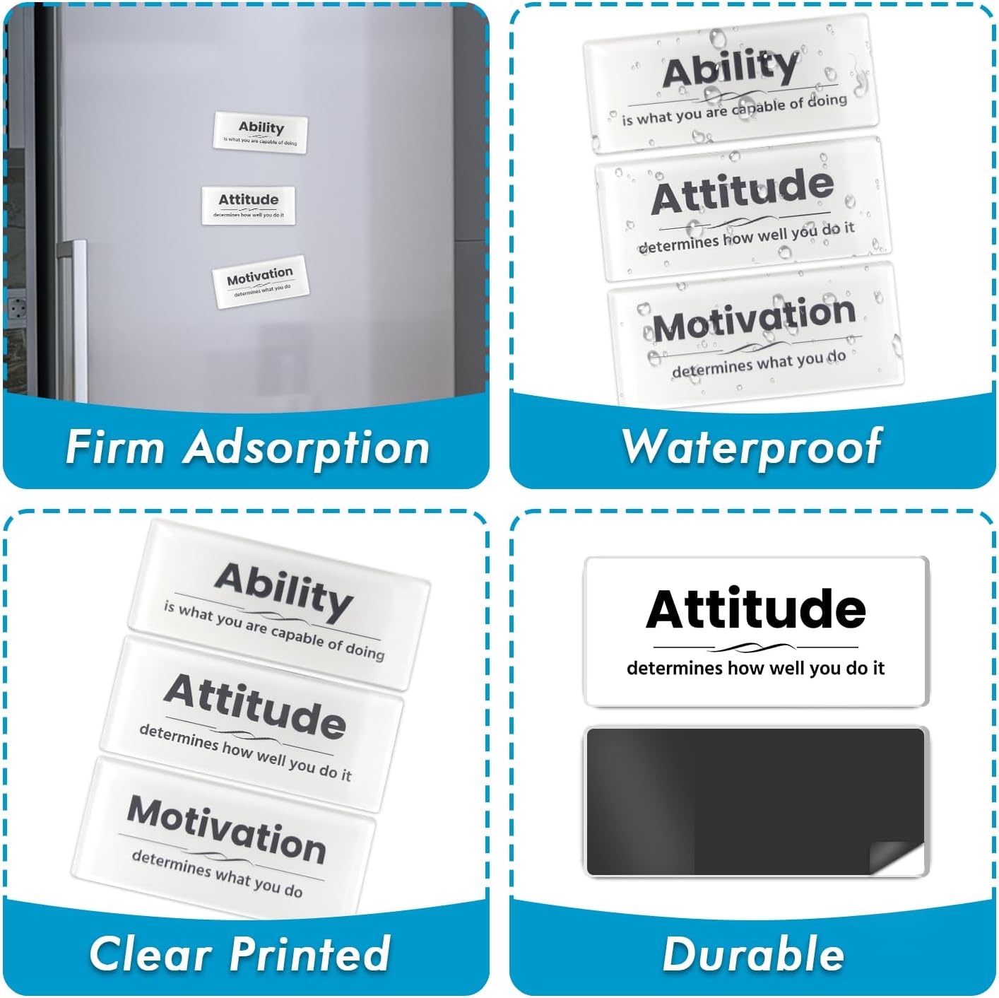 Inspirational Magnets - 3 Pack Ctrl Alt Del Positive Affirmation Magnet Set with Motivational Quotes, Acrylic Strong Encouragements Fridge Magnets for Home, Office, School, Locker Decor (Alt Del Ctrl)
