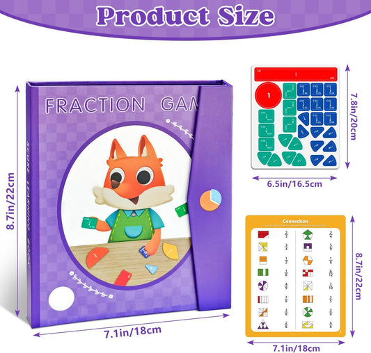 Magnetic Fraction Educational Puzzle STEM Toys Fraction Tiles and Fraction Circles Book Fraction Manipulatives for Elementary School Math Learning Toys Birthday for Kids