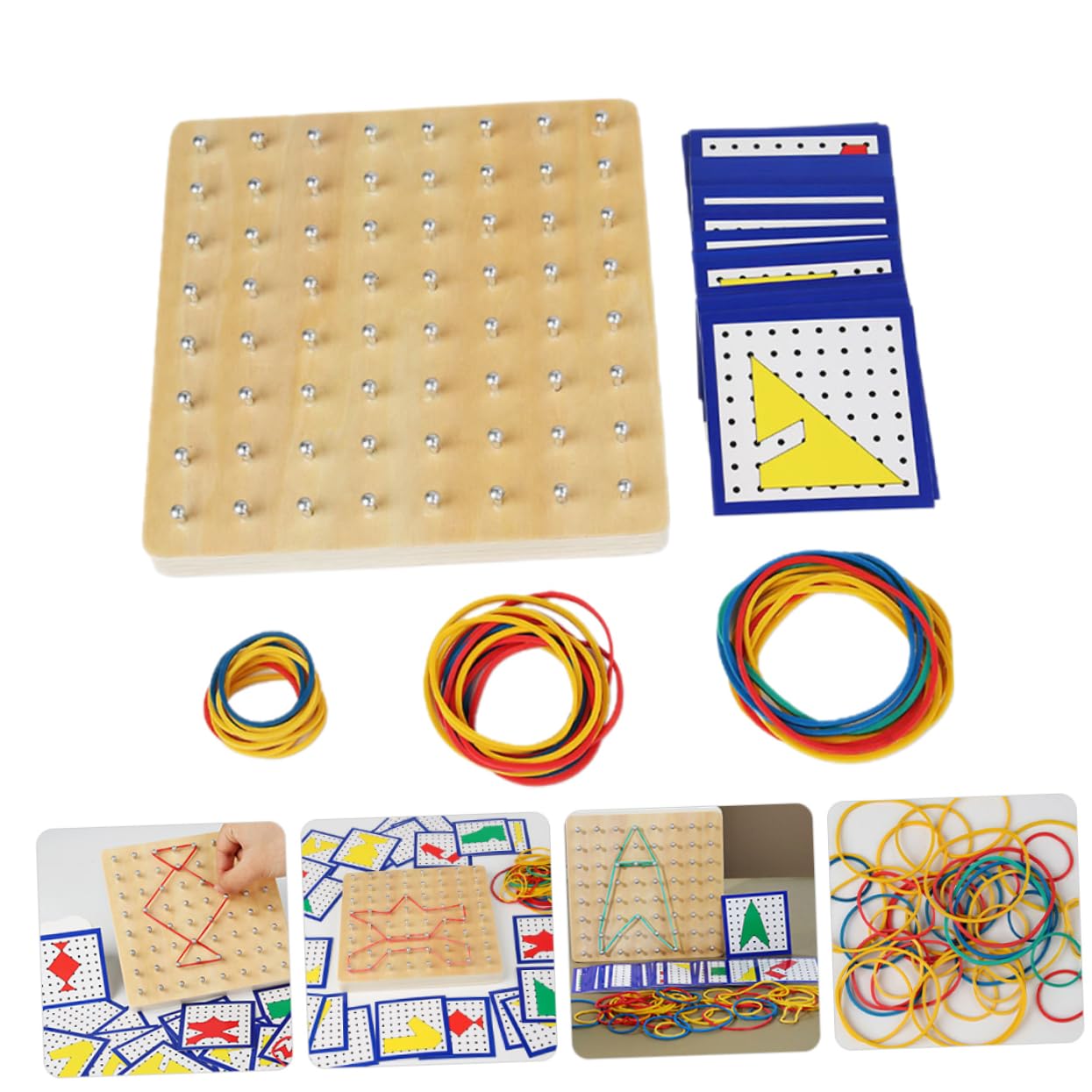 1Set Geoboard for Educational Mathematical Nail Plate Geometric Shape Learning Tool Enhance Creativity and Motor Skills Present