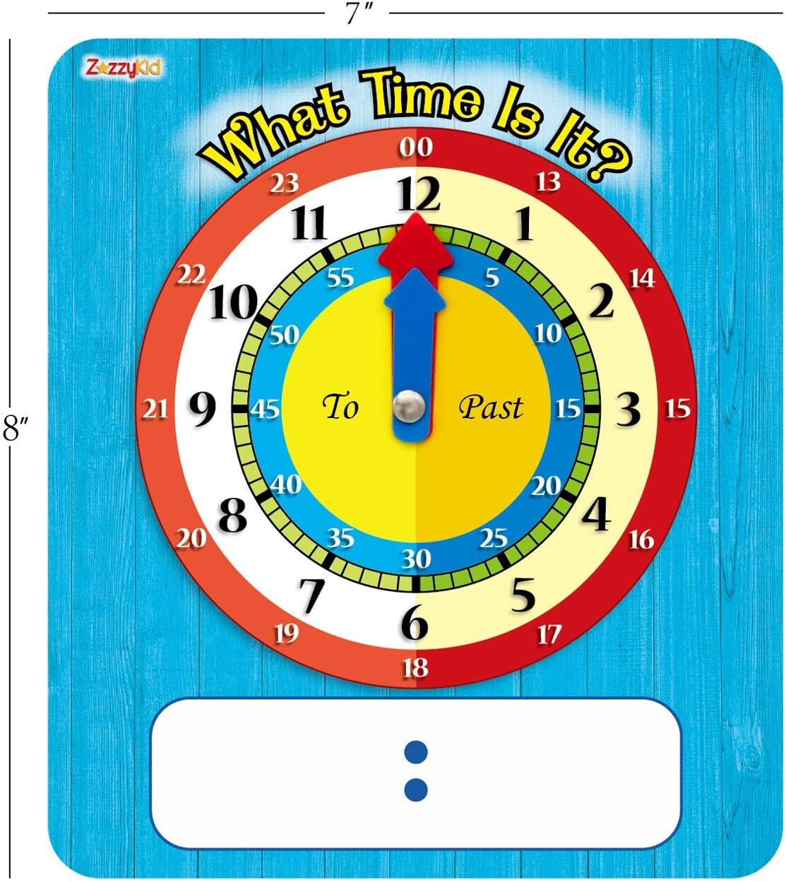 ZazzyKid Time Learning Analog Clock for Kids - Pack of 5 (7 x 8 Inches) with 5 Erasable Markers: Teach Children to Tell The Time