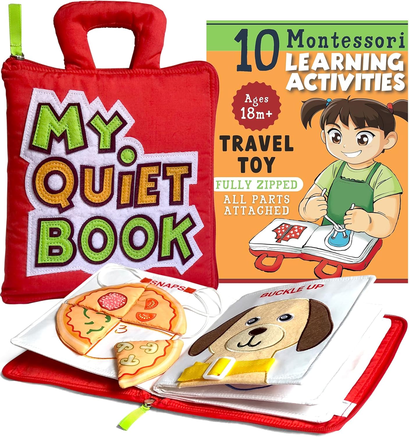 BAVY My Quiet Book - Toddler Plane Activities, Car Airplane Montessori Busy Board Book for Toddlers 1-3 - No Parts to Get Lost - Gifts for 1 2 3 4 Year Old Girl, Birthday Gifts Toys Age 2-4