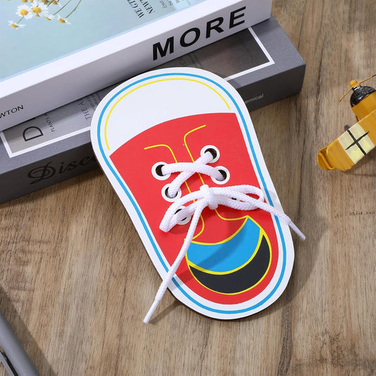 Nogeqi Shoe Tie Practice for Kids, Wooden Tying Shoes Practice for Kids, How to Tie Your Shoes Learn to Threading Lacing Shoe Training, Kindergarten Early Educational Toy