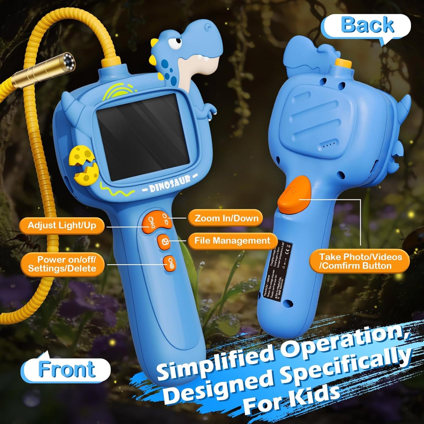 Kids Endoscope Borescope Toys, Snake Scope Camera with Light for Kids, Outdoor Exploration STEM Science Educational Toy Gifts for 4 5 6 7 8 9 10 Year Old Boys Girls