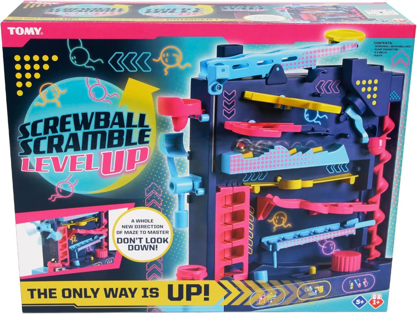TOMY Screwball Scramble Level Up Marble Maze - Vertical Beat-The-Clock Marble Run Game - Skill & Dexterity Challenge - 1–4 Players - Ages 5+