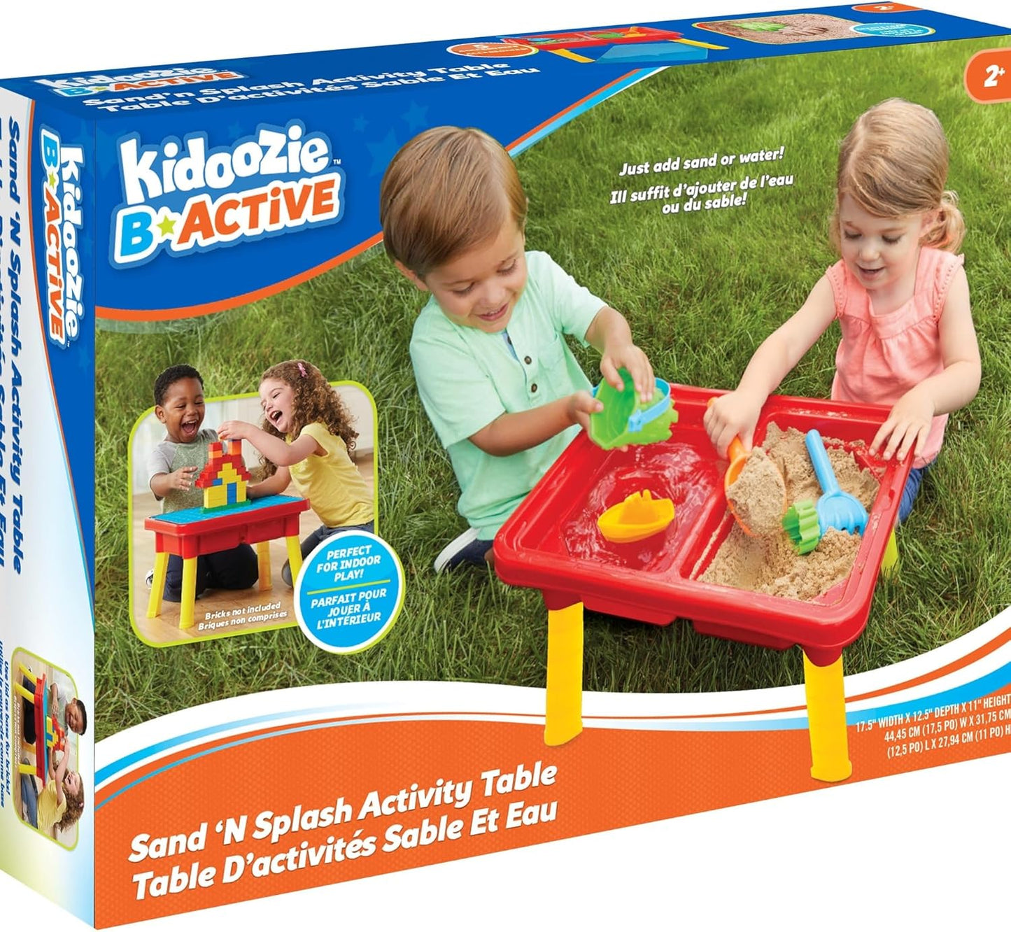 Toddler Sensory Kids Table with Lid | Sensory Bin | Kidoozie | Mega Block Compatible Lid | Indoor Outdoor Use , Red, G02521 17 x 12.5 x 11 inches