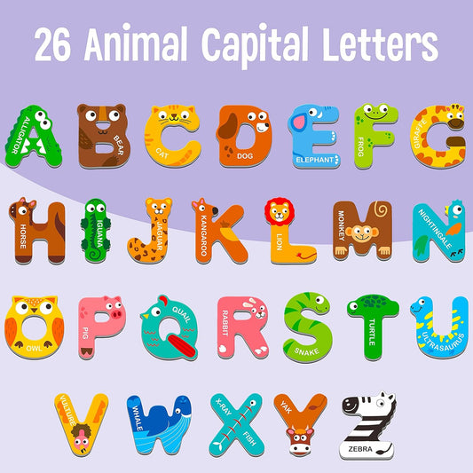 Magnetic Uppercase Letters and Numbers, Educational Learning Tool for Kids Word Recognition 39 Pieces Magnets Include 26 Colorful Alphabet Letters, 10 Numbers and 3 Symbols,Toddlers 3 4 5 Years Old