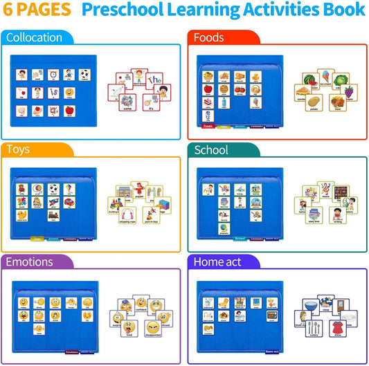 Boczif Visual Communication Book, Nonverbal Communication Board, Autism Language Vocabulary Learning Materials, Speech Articulation Therapy Cue Cards for Kids, Toddler Behavior Book for Home School