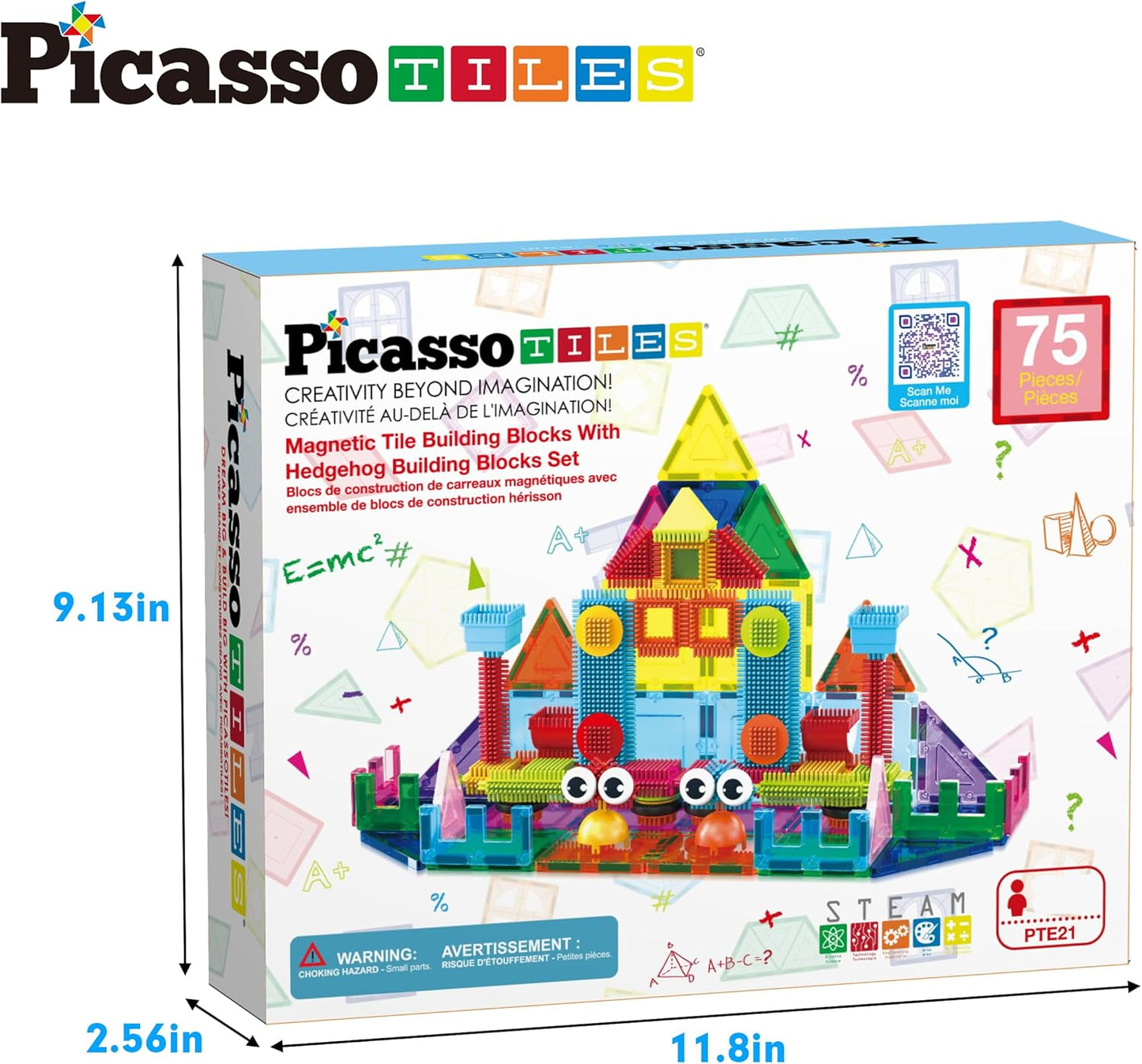 PicassoTiles 12pc Supersized Magnetic Building Tile Base Plate Jumbo XL Foundation Stabilizer Boards STEM Engineering Construction Kit for Kids Educational Learning Toy Magnet Blocks Stacking Set PT12