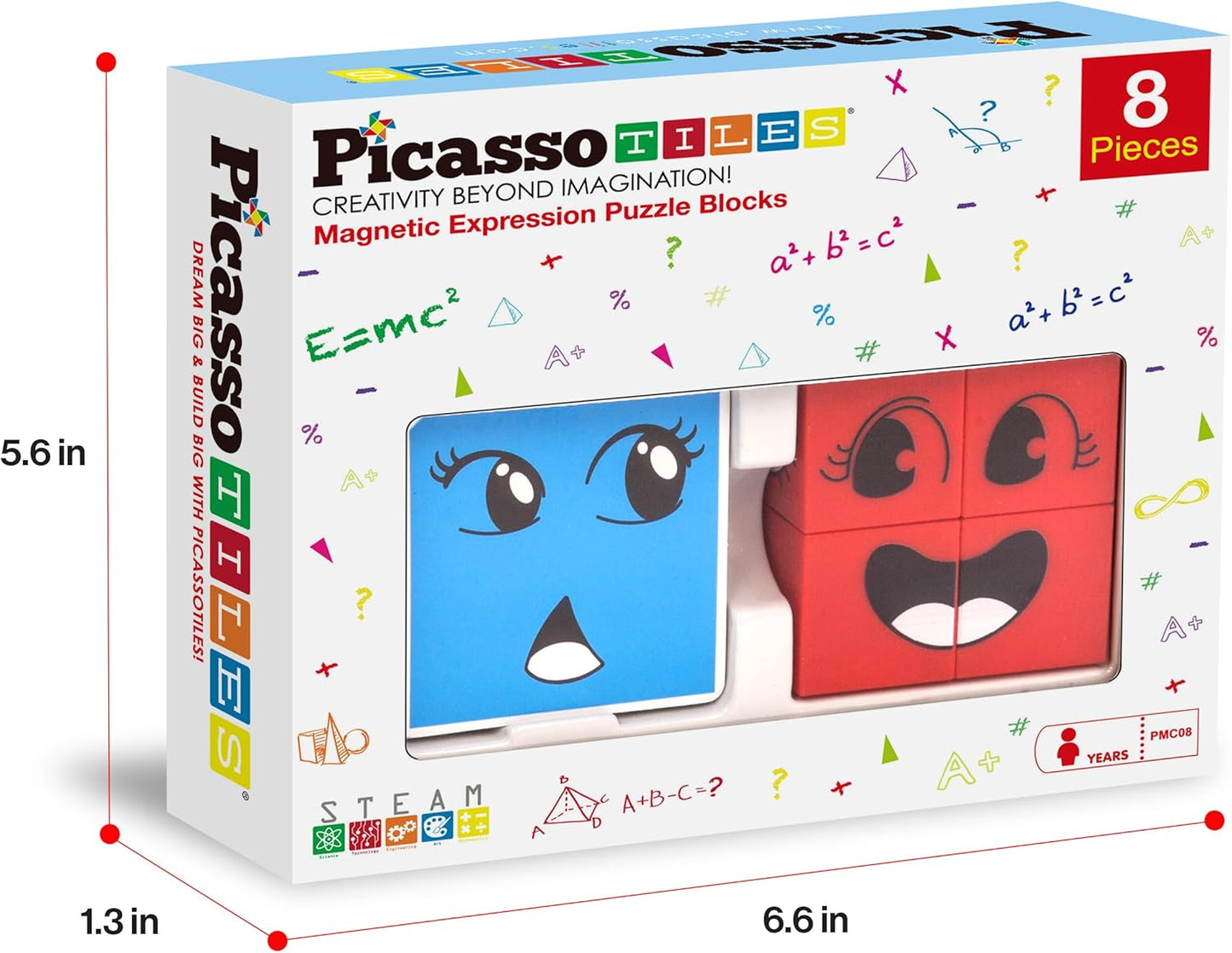 PicassoTiles Magnetic Cube Puzzle 7-in-1 Dinosaur Theme Pattern Magnet Mix Match Building Cubes Toy Set Kids Ages 3 & Up Preschool Children Promote Problem Solving Skills PMC10
