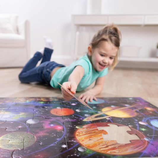 Melissa & Doug Solar System Jumbo Floor Puzzle, 48-Piece Space-Themed Jigsaw Puzzle with Planet Guide, 3 x 2 Foot Kids Puzzles for Toddlers Ages 3+ (No Text on Puzzle)