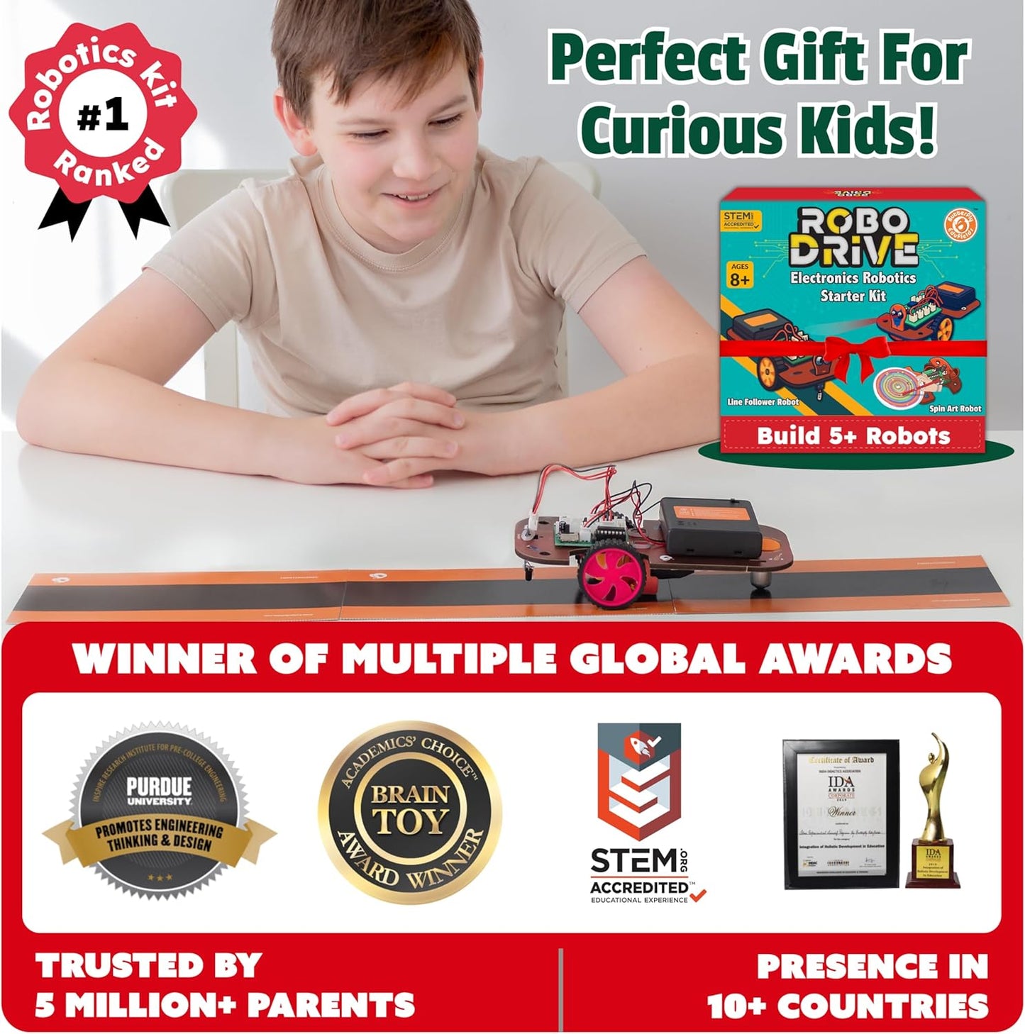 Butterfly EduFields 10-in-1 STEM Robotics Kit for Kids Ages 8-14 | Electronics & Engineering Science Kit with Circuit Board Projects | Educational Robot Building Kit