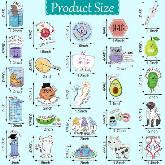 500 Pcs Punny Chemistry Stickers Natural Sciences Stickers Funny Biology Experiment Decals for Water Bottle Laptop Phone Notebook Luggage Decor, 25 Styles