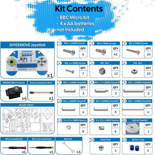 microbit Smart Robotic Arm Kit, 4DF Programmable Mechanical Arm Building Kit for Makers & STEM Enthusiasts to Learn Coding, Science & Engineering, Micro:bit v2 and AA Batteries not Included