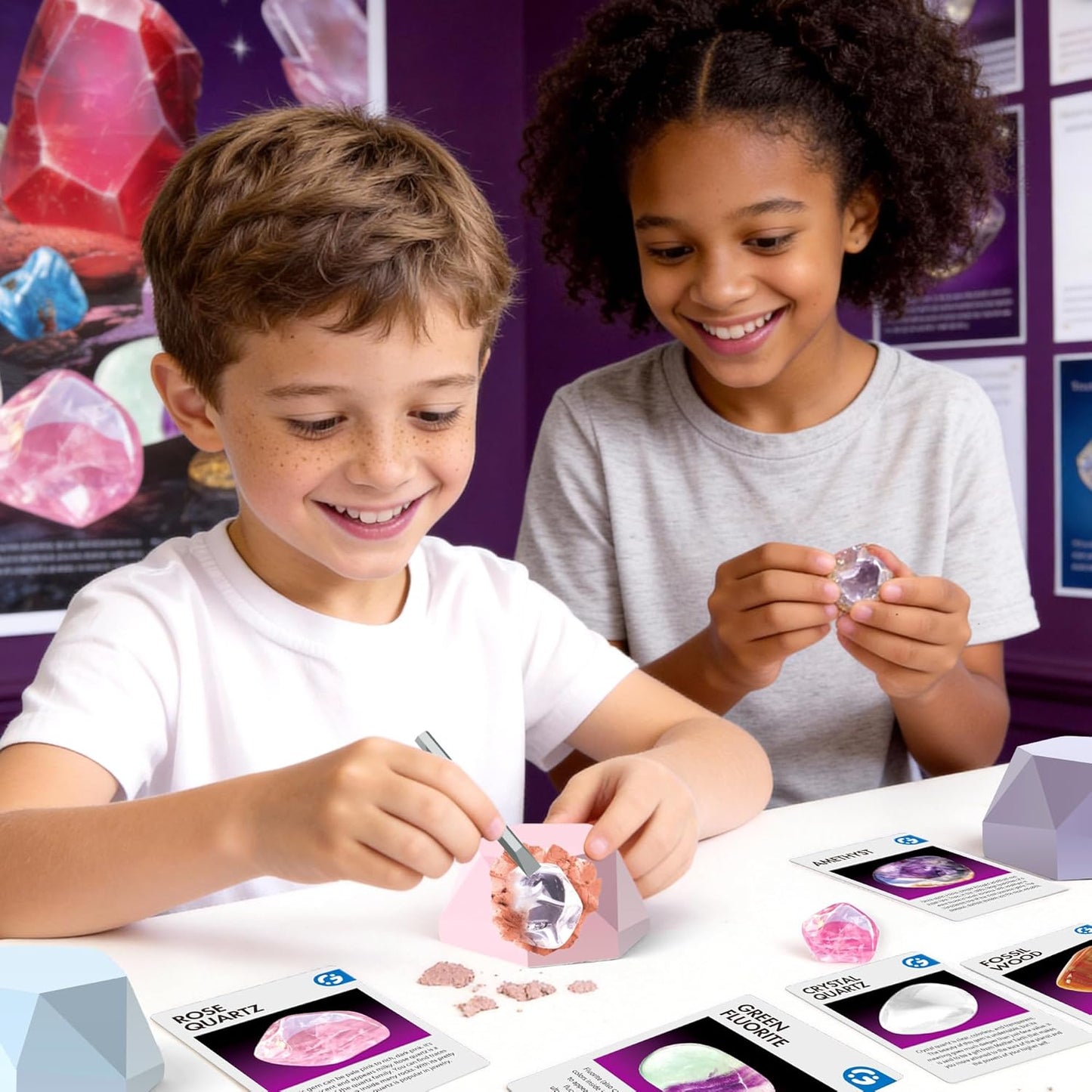 Gamerside Gemstone Dig Kit, Dig Up 12 Real Rocks and Minerals, Gem Digging Kit, Toy Geology Archaeology Excavation Kits for Kids Age 6-12 Years, Educational Gift for Boys and Girls