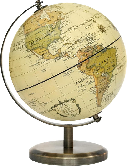 Annova Mini Antique Globe 4-inch / 10 cm - Swivels in All Directions Educational, Decorative, Unique, Small World, Desktop, Vintage (Mini Globe 4")