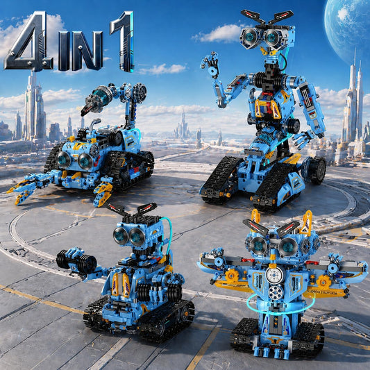 zinat 4-in-1 STEM Robot Building Kit with Remote Control, Multiple Robot Designs, Educational DIY Blocks Toy, Birthday for Kids 6-14 & Adults - 824Pcs