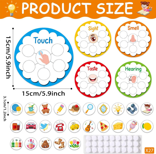 5 Senses Learning Activity for Kids Educational Teacher Supplies Five Senses Sorting Cards Learning Game Develop Fine Motor Skills for Toddlers Preschoolers and Kindergarteners Homeschool Must Haves