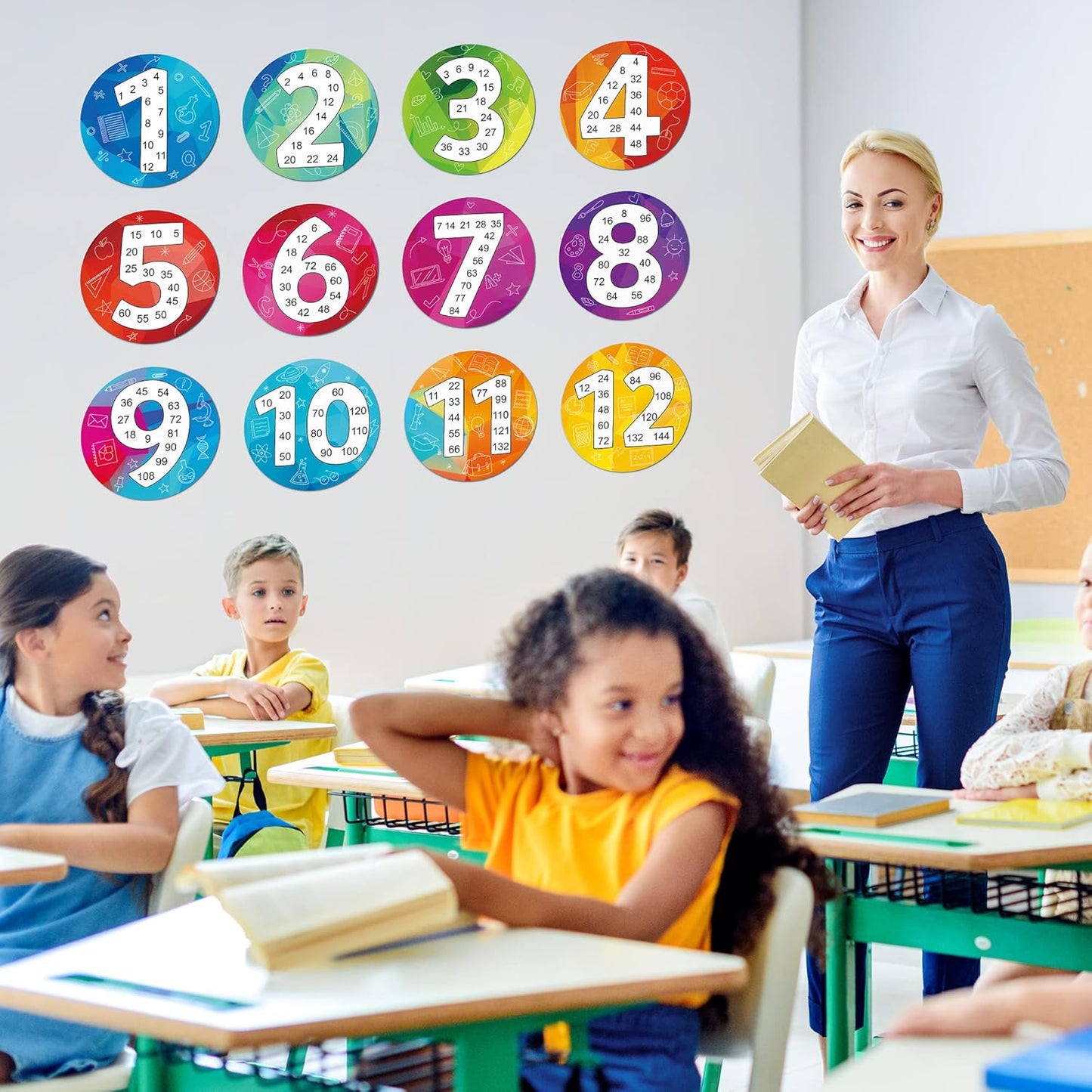 D-FantiX Magnetic Fraction Tiles & Fraction Circles Activity Set and 12 Pieces Math Multiple Posters from 1 to 12