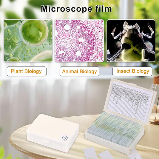 120 Microscope Slides with Specimens, Plant, Insect, Animal, Algae Slide Set for Biological Science Laboratory Basic Biological Science Education