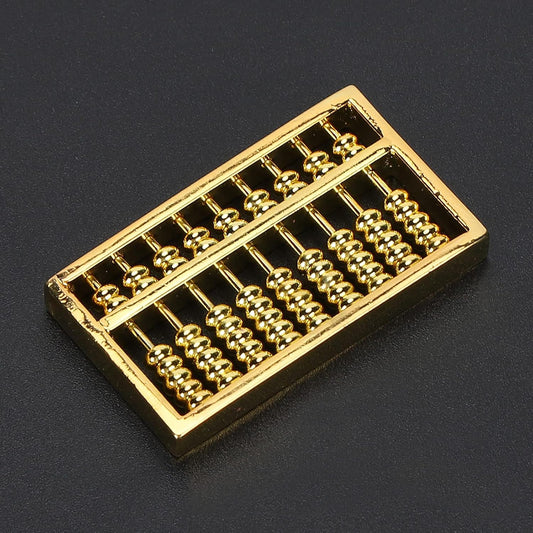 Mini Brass Abacus 9 Gears Chinese Math Calculating Tool Brass Ornaments for Kids Adult Collection Decoration 1.8 * 1in