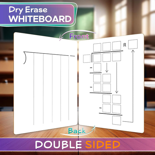 Dry Erase Multiplication & Division Board 9"x12" Double Sided Practice Whiteboard with 2x1 & 2x2 Digit Multiplication for Home, School, Classroom, Kids, Students Math Manipulatives Lapboard