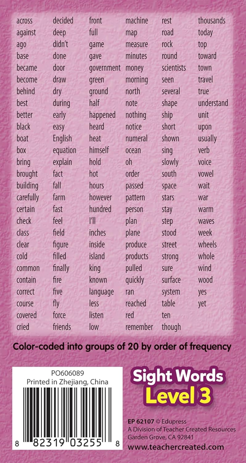 Teacher Created Resources Sight Words Level 3 Flash Cards (EP62107)