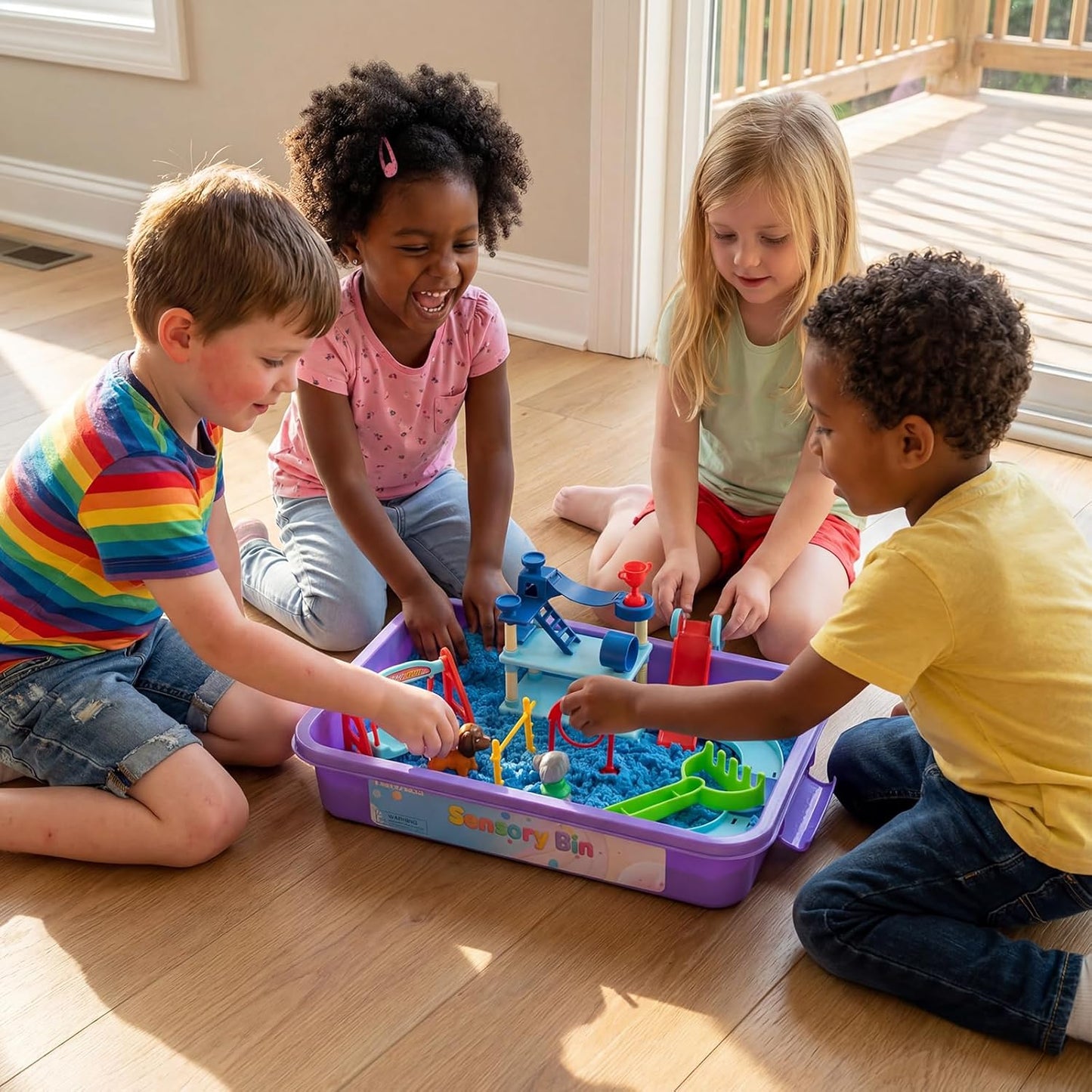 Pet Track Set, Pet Sensory Bin for Kids, All-in-One Animal Sensory Sand Kit with Dog Playset & Tools