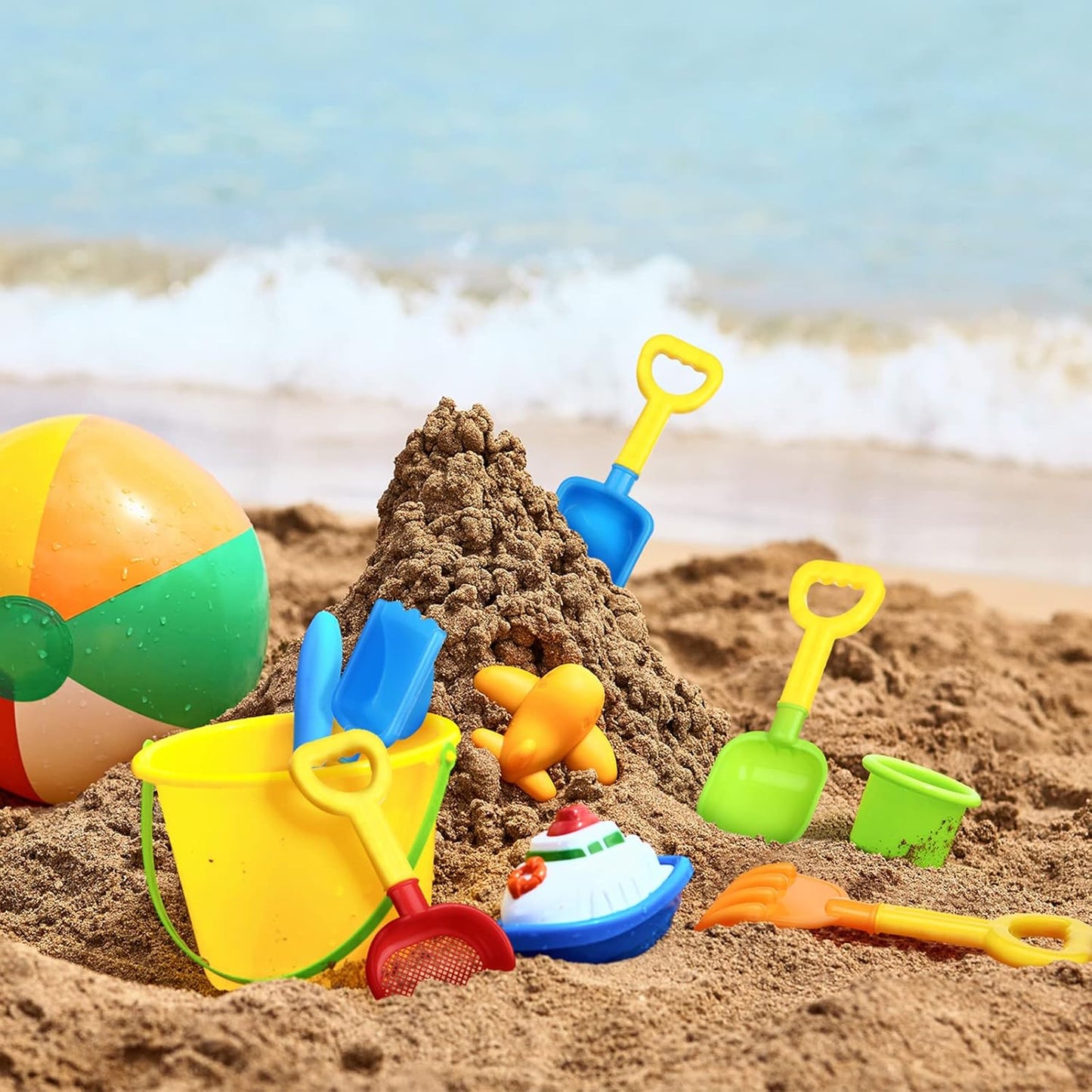 Skylety 8 Pieces Sand Shovels for Kids Colorful Plastic Rake Summer Beach Sand Sifter Shovel for Planting Digging Garden Tool Travel Beach Essentials