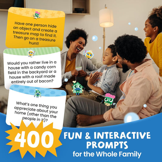 400 Silly Conversation Cards for Kids - 2.5" x 1.75" Cards with Interactive Activities and Funny Questions for Kids - Great for Hanging Out at Home, Long Road Trips, and Family Dinner Quality Time