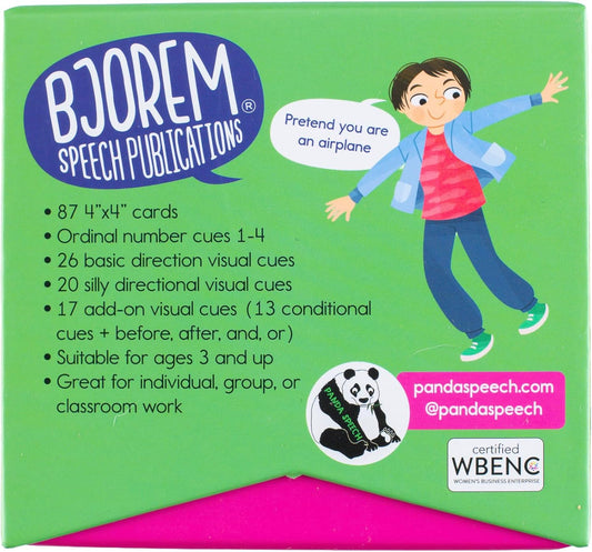 Bjorem Speech Following Directions Deck of 87 Cards for Kids with Autism, ADHD, and Special Needs to Enhance Listening, Processing and Following Instructional Skills, OT, PT, SLP, ABA, Medium, Green
