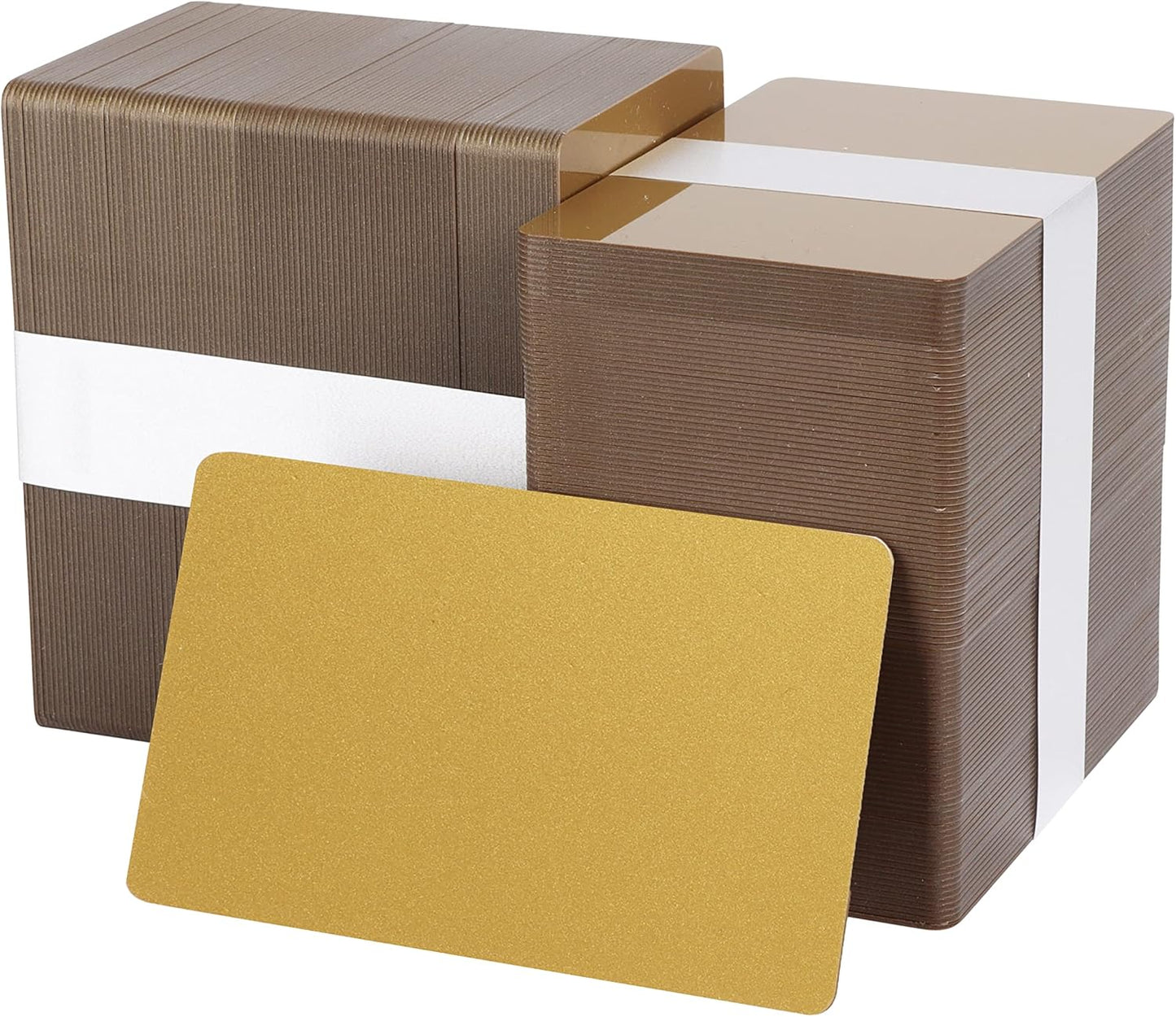 Pack of 100 Premium Yellow Gold CR80 PVC Cards | 30 mil by easyIDea
