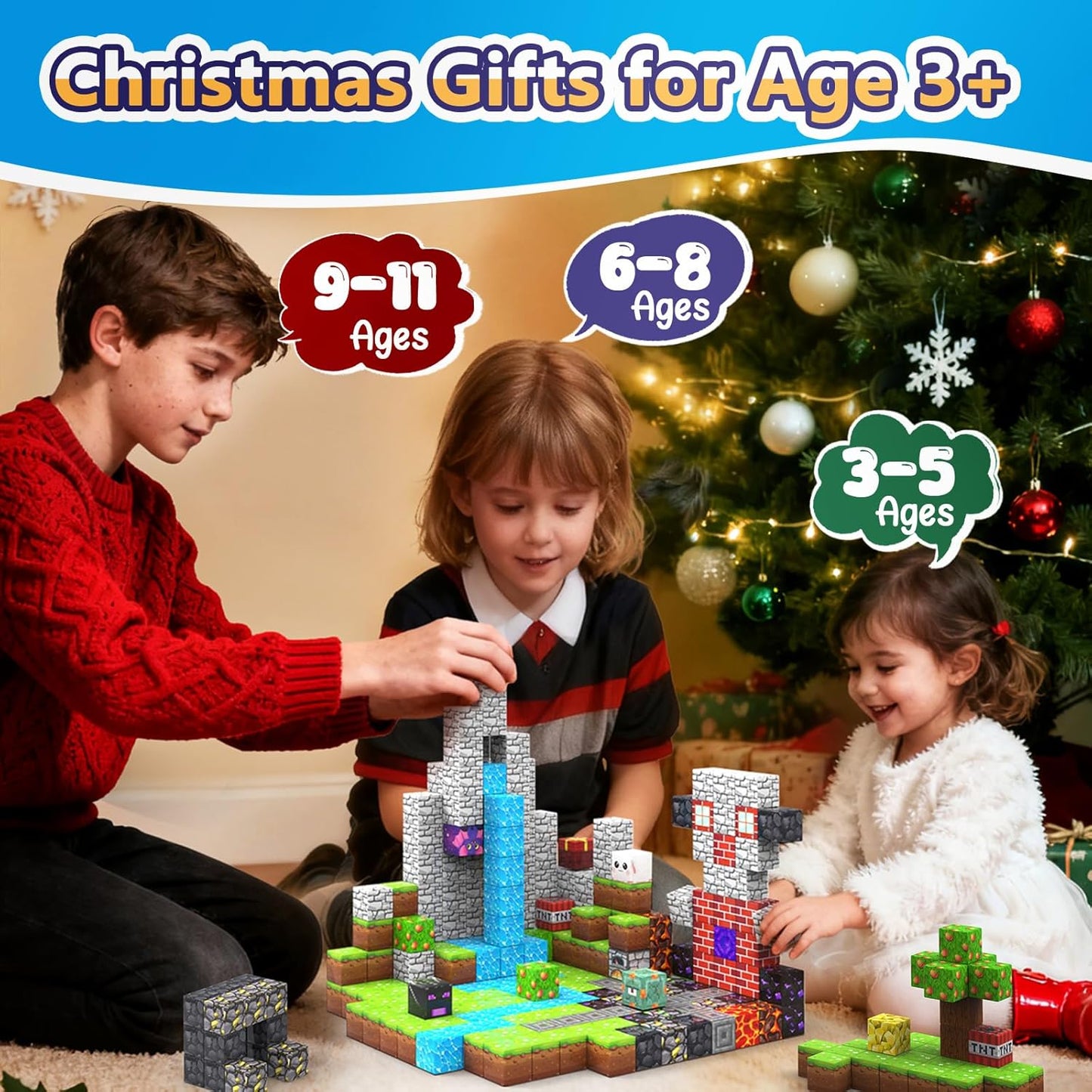 150PCS Magnetic Blocks, Magnetic Building Blocks Cubes, Magnet Tiles Stacking STEM Building Game Birthday Gifts for Boys Girls Age 3 4 5 6 7 8-12