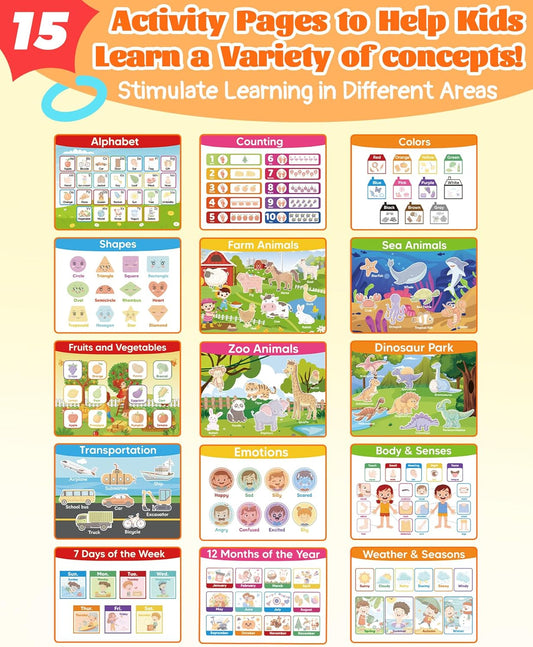 Walenced Busy Book for Toddlers - Preschool Learning Activities, Coloring Activity Books for Kids Ages 3-5, Montessori Autism Sensory Travel Educational Toys, Gifts for 3 and Up Boy Girl