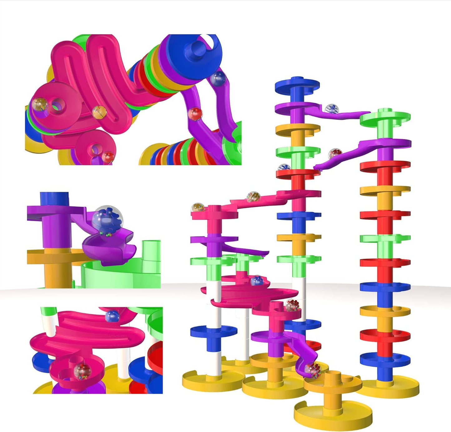 WEofferwhatYOUwant Ball Drop Spacers – 9-Piece Expansion Set for Marble Run Towers, Ramps & Tracks – STEM Building Toy Accessories for Toddlers, Kids, Preschool Learning & Montessori Play