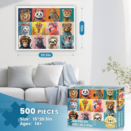 500 Piece Puzzles for Adults, Cat Family Dinner Large Piece Jigsaw Puzzle for Adults Seniors,Recycled Cardboard Puzzle 500 Piece,Family Activity Great Gift for Family Friends 20.5 * 15 in