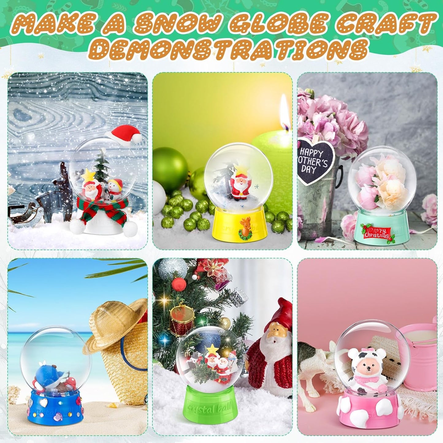 Mifoci 24 Pcs 4 Inch Empty Snow Globe Clear Fillable Water Globe with Screw Off Cap Empty Valentines Day Plastic Snow Case for DIY Crafts Home Decoration Display Plant