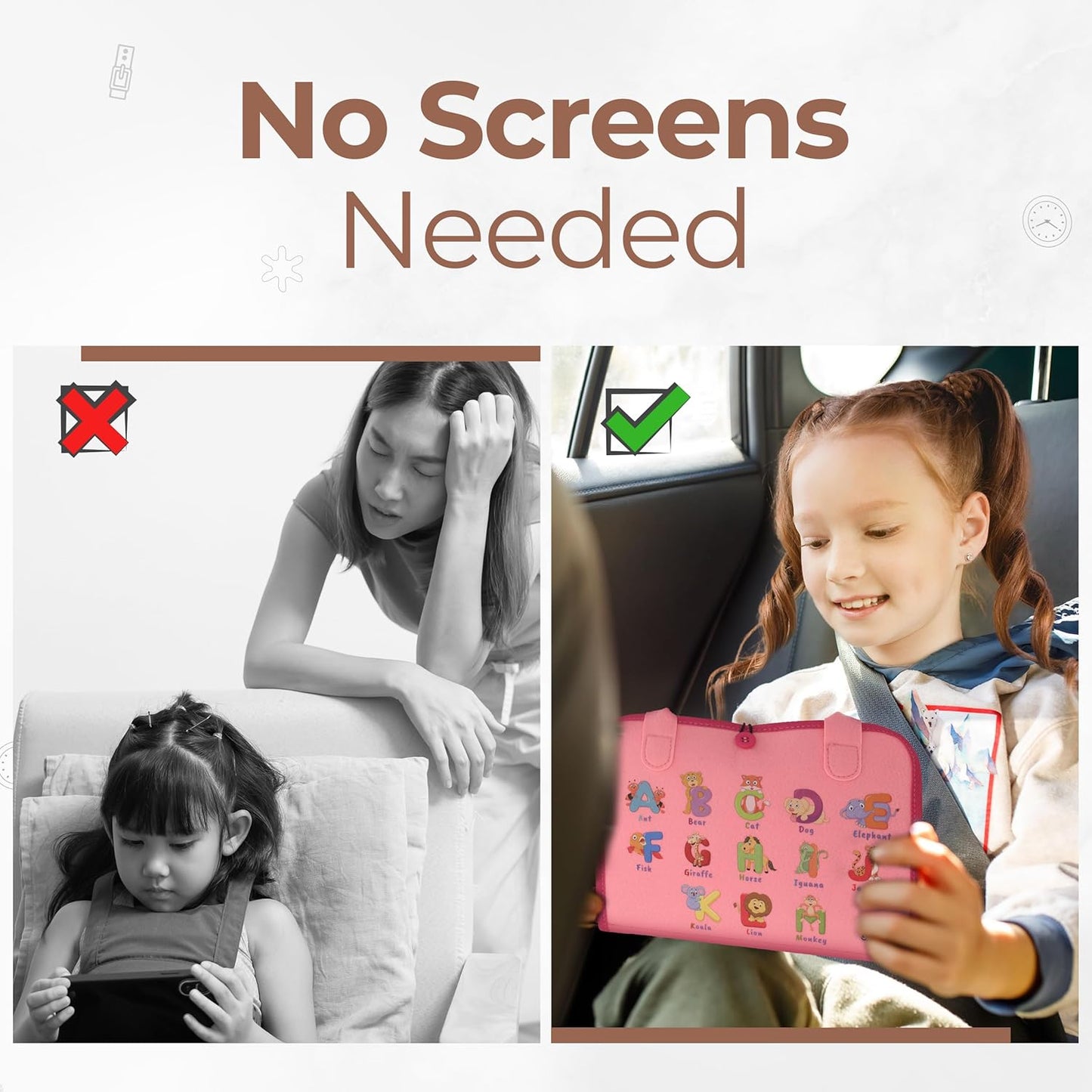 Busy Book for Toddlers - Montessori Busy Board with Sensory Activities for Learning Fine Motor Skills, Travel Toys for Toddlers for Airplane, Car. for Boys and Girls.