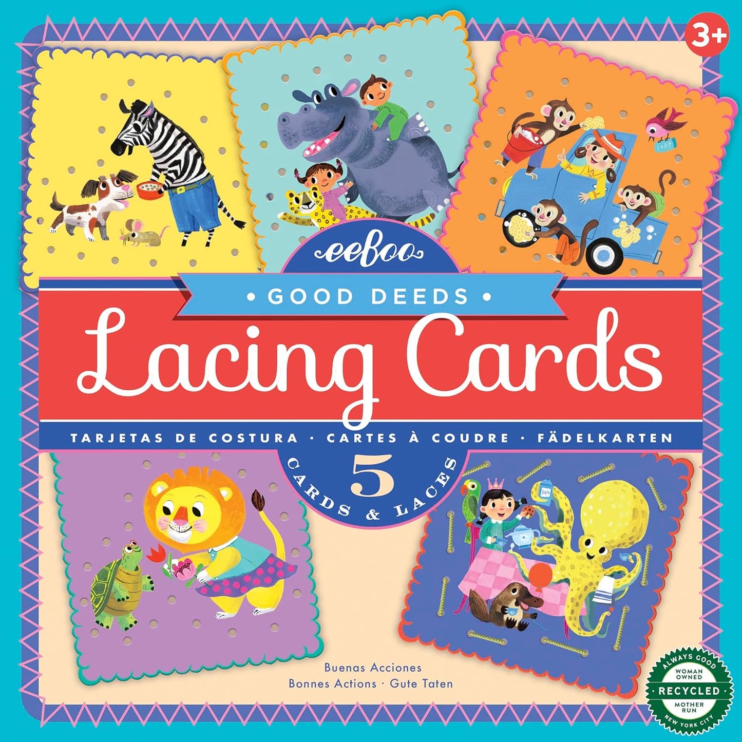 eeBoo Good Deeds Lacing Cards/Set of 5 Cards/Ages 5+