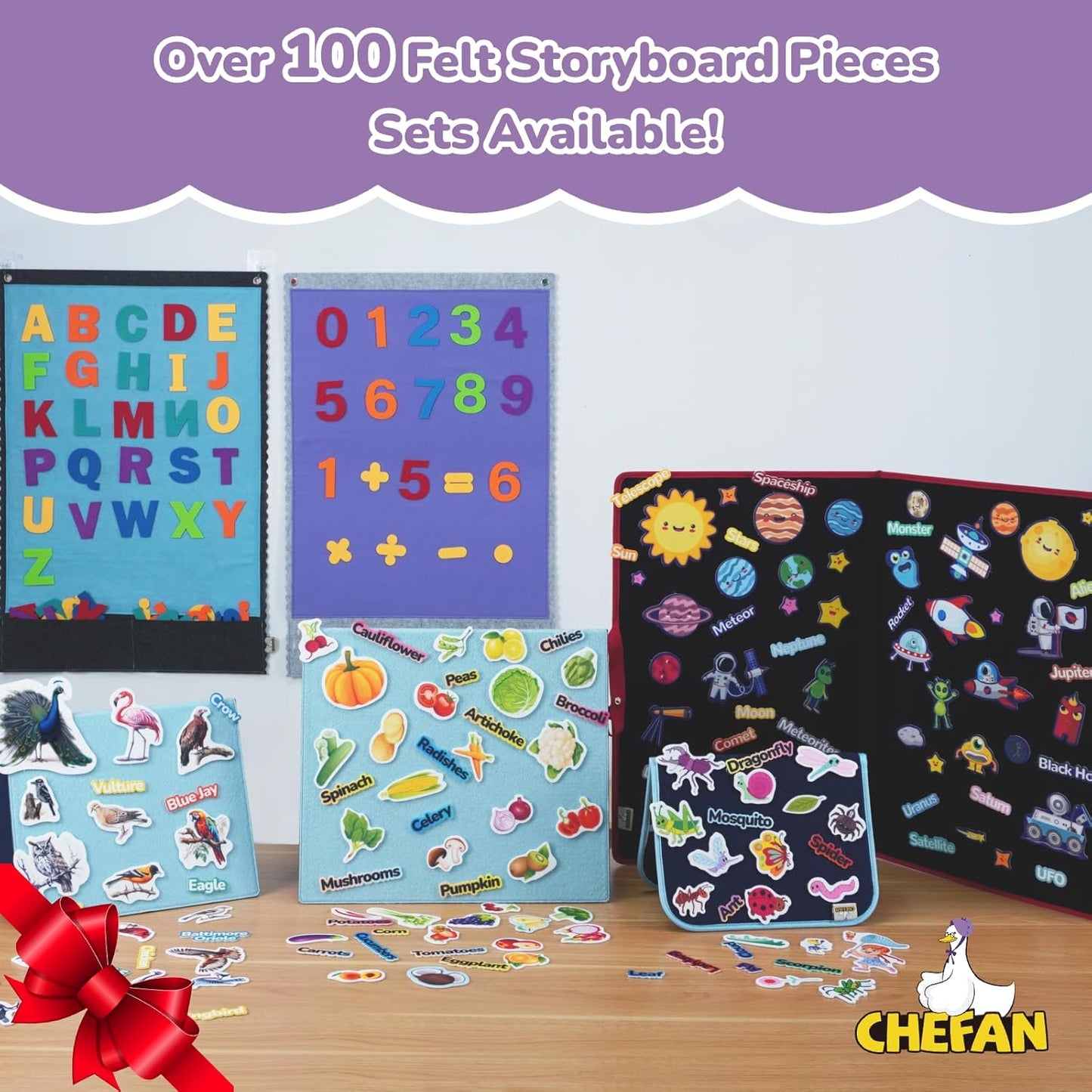 CHEFAN Felt Ten-Frame Set Math Manipulative Counter for Elementary, Numbers Learning Counting Toy for Kids, Montessori Math Educational Game, 2 Ten Frames & 162PCS for Kindergarten, 3+ Years Old