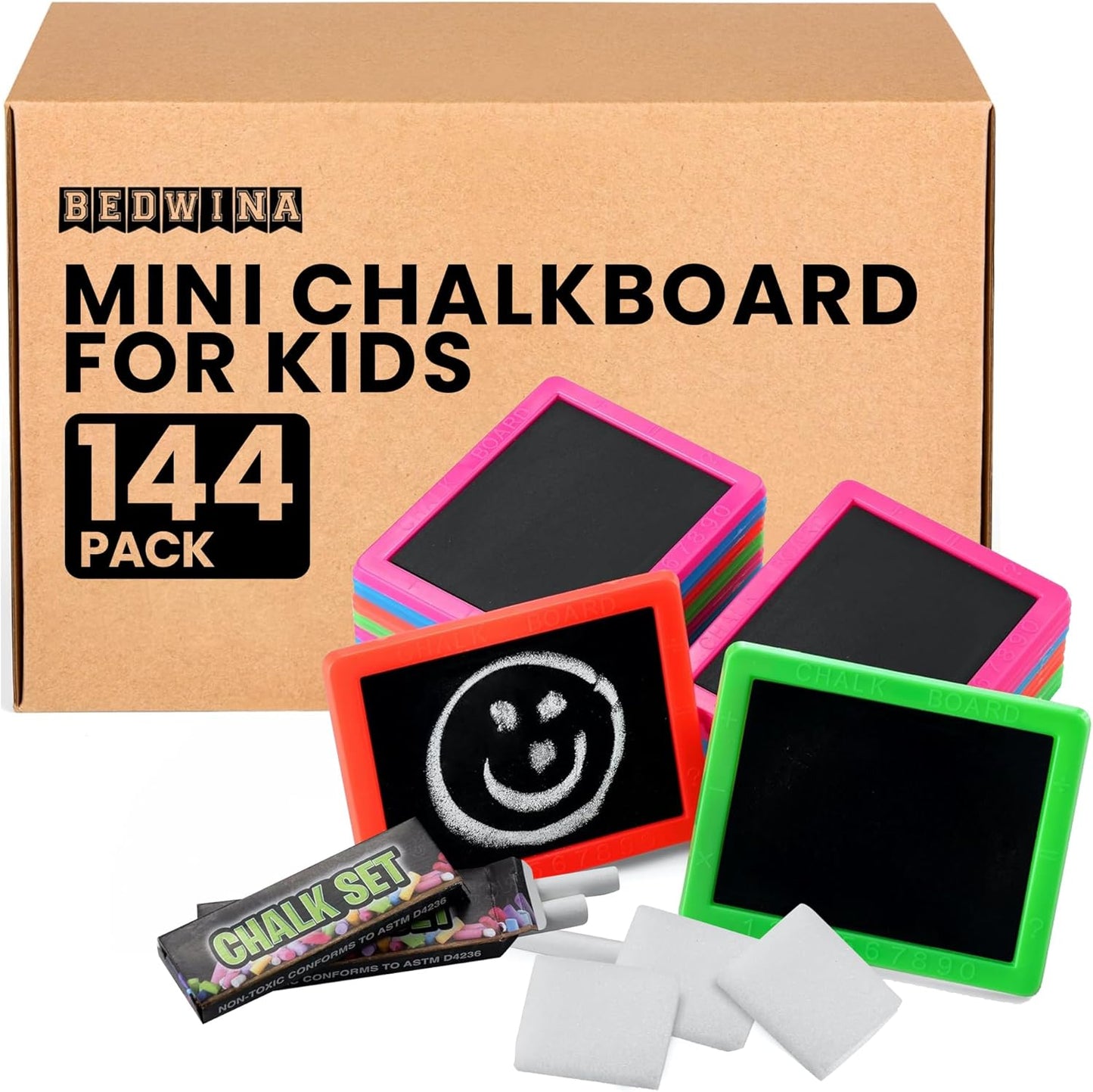 Mini Chalkboard for Kids - (Pack of 24) Goodie Bags Stuffers for Kids Mini Chalkboard Each with 2 Chalk Sticks, and 1 Eraser for Boys and Girls Birthday Party Favors