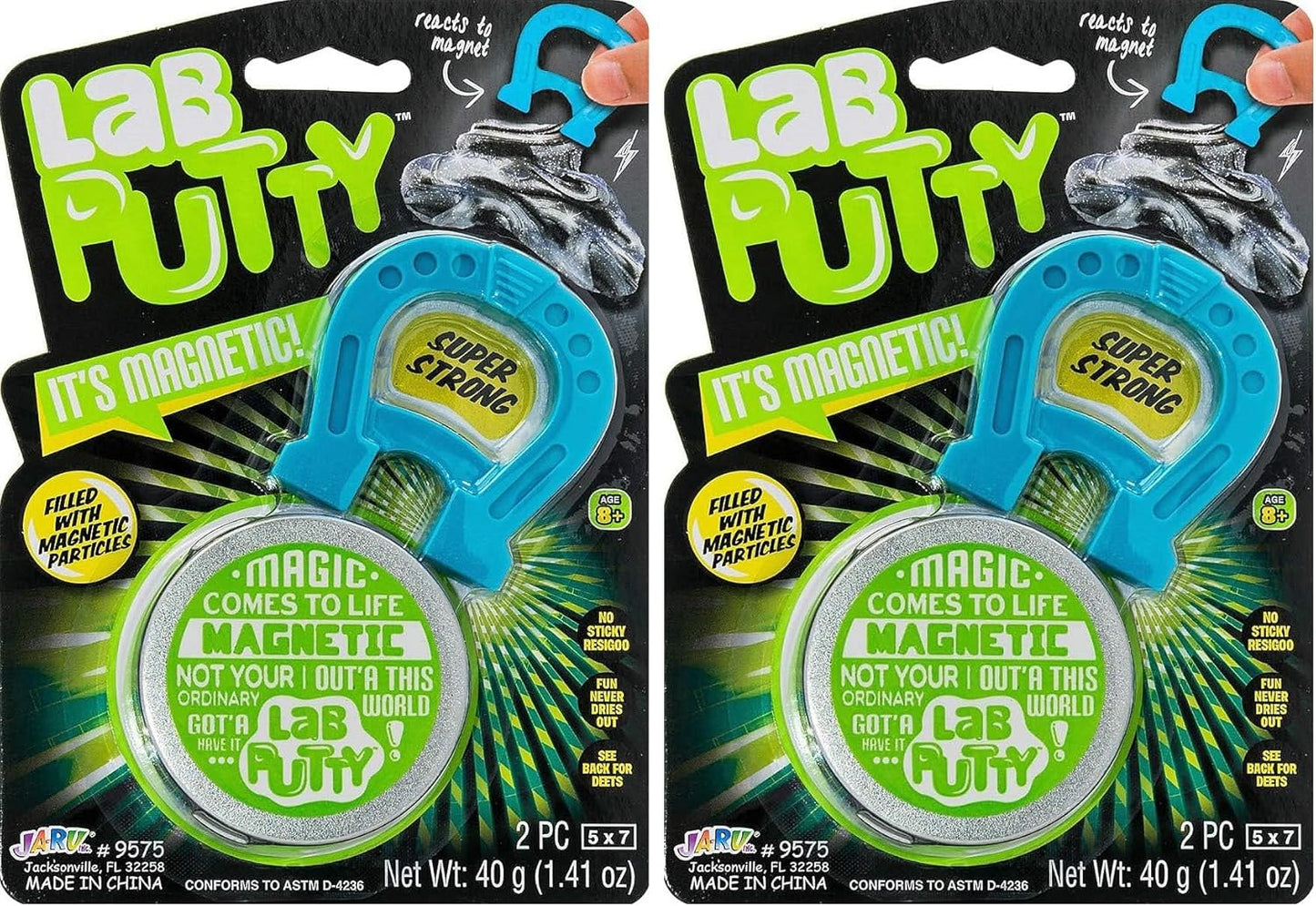 JA-RU Lab Putty Magnetic Slime with Magnet & Tin Container (1 Unit) Squishy Fidget Toy Magnetic Putty for Kids. Non Sticky Slime. Anger Management Toys. Sensory Party Favors. 9575-1B