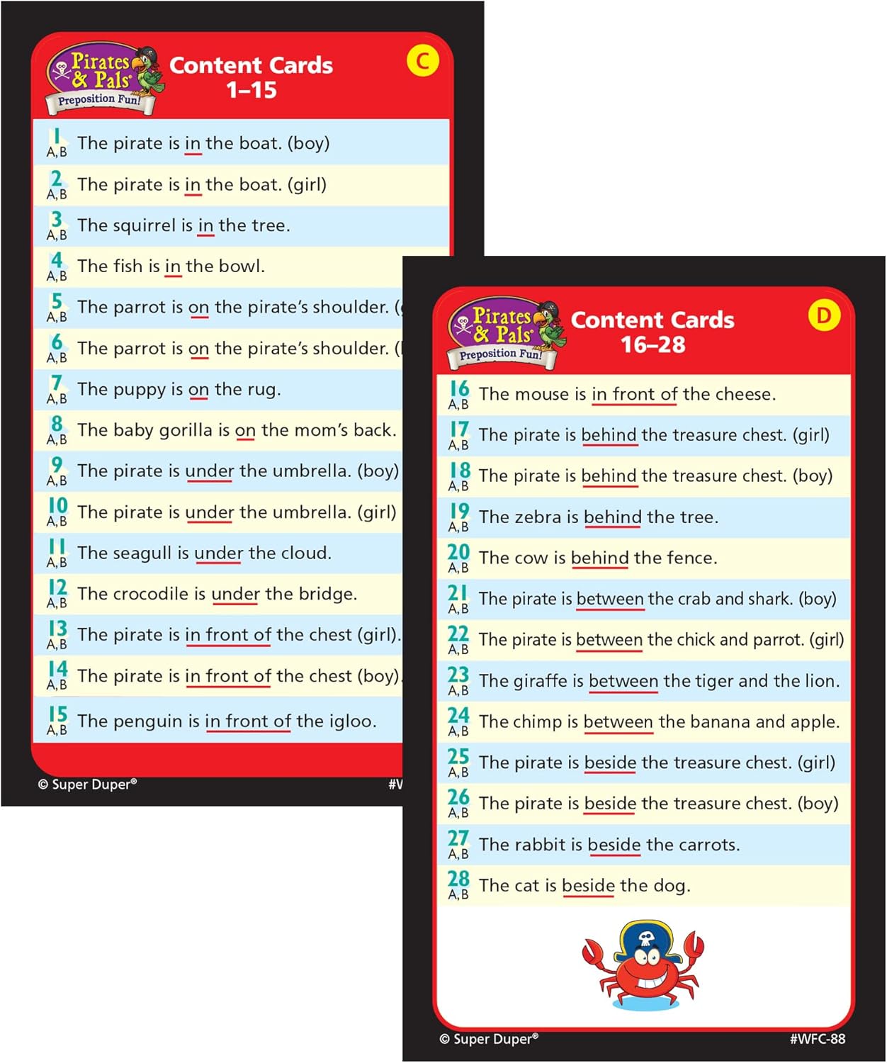 Super Duper Publications | Pirates & Pals Preposition Fun Deck Flash Cards | Educational Learning Resource for Children