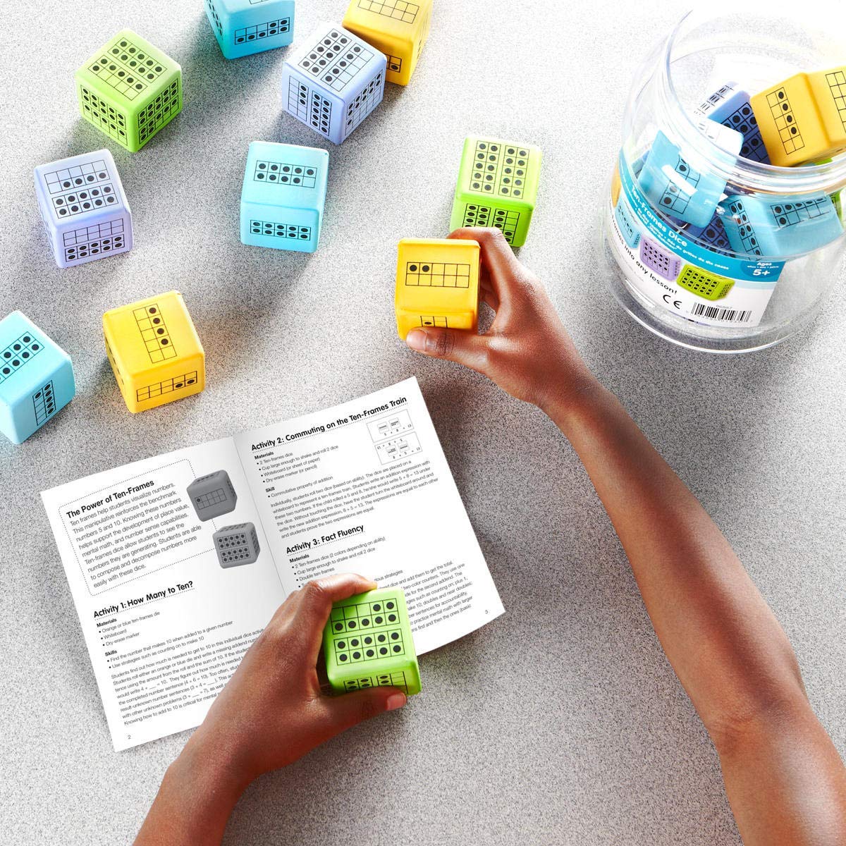 hand2mind Ten Frame Dice, Large Foam Dice for Classroom, Subitizing Dice, Math Manipulatives for Elementary School, Counting Toys for Toddlers, Educational Toys for Preschool Children (Set of 12)
