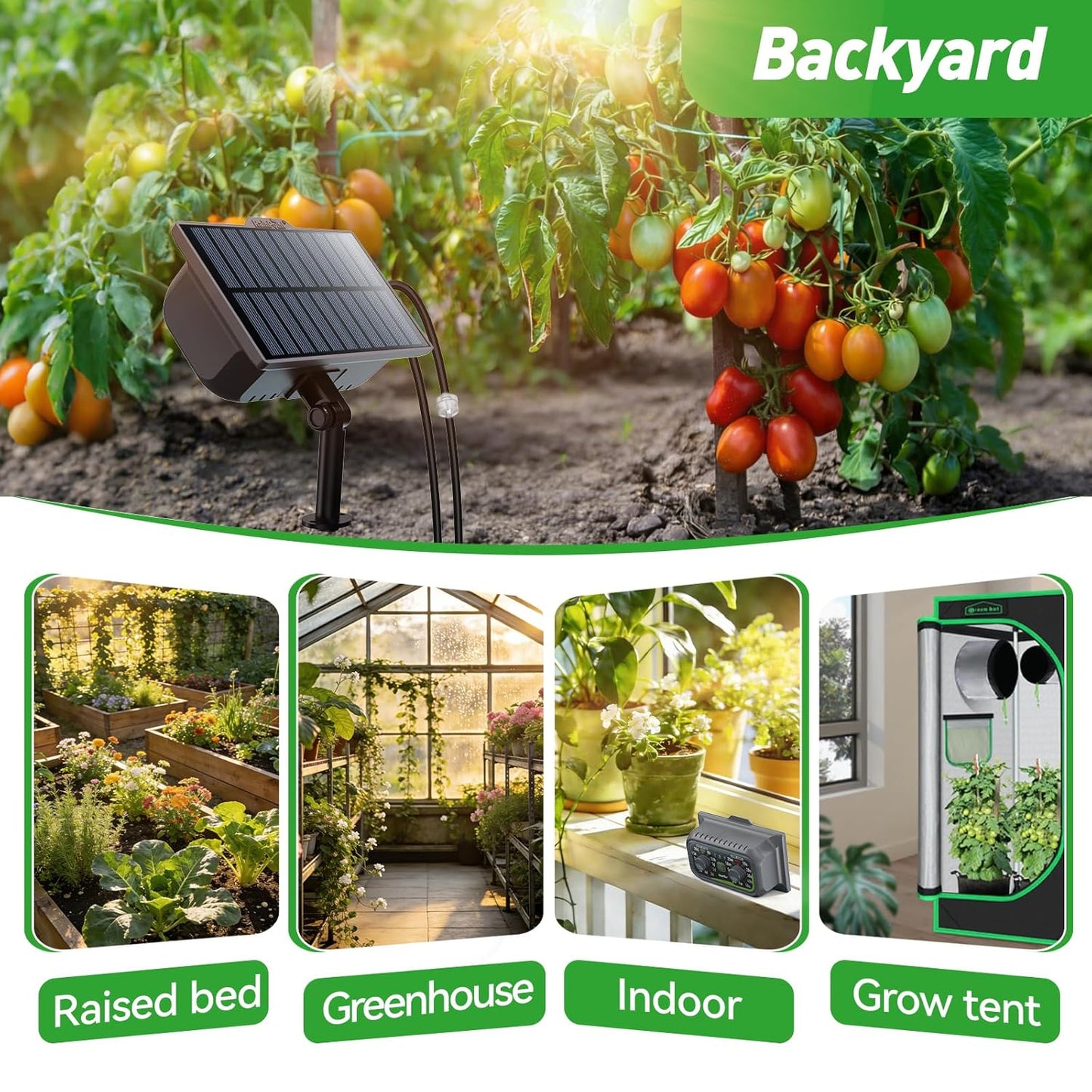 RAINPOINT Easy-Setup Solar,Rechargeable,USB-C Powered Automatic Drip Irrigation Kit System for Garden Outdoor/Indoor,Plant Waterer Device Balcony Patio Grow Tent Greenhouse Indoor Water 10-20 Plants