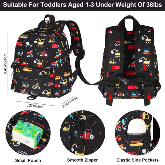 Accmor Toddler Backpack Leash, Mini Child Backpack with Anti Lost Wrist Link, Cute Kids Backpack Leash Walking Harness for Outdoor Travel, Small Excavator Backpack Tether for Baby Boys Girls Ages 1-3